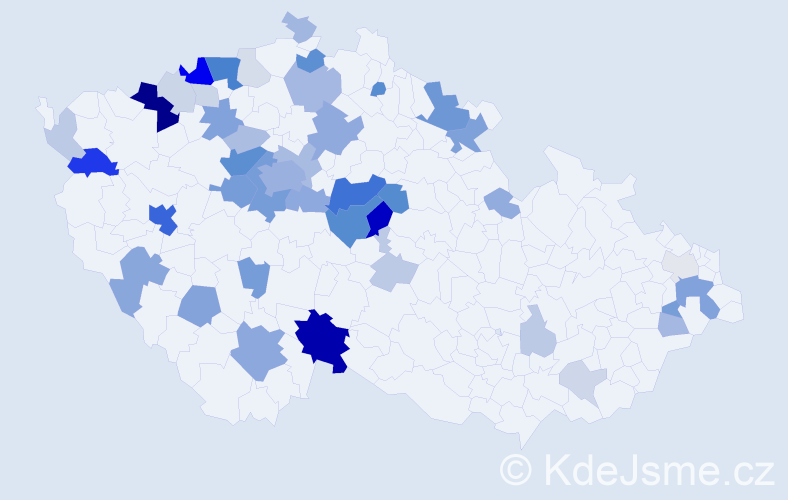 Příjmení: 'Tyšer', počet výskytů 146 v celé ČR