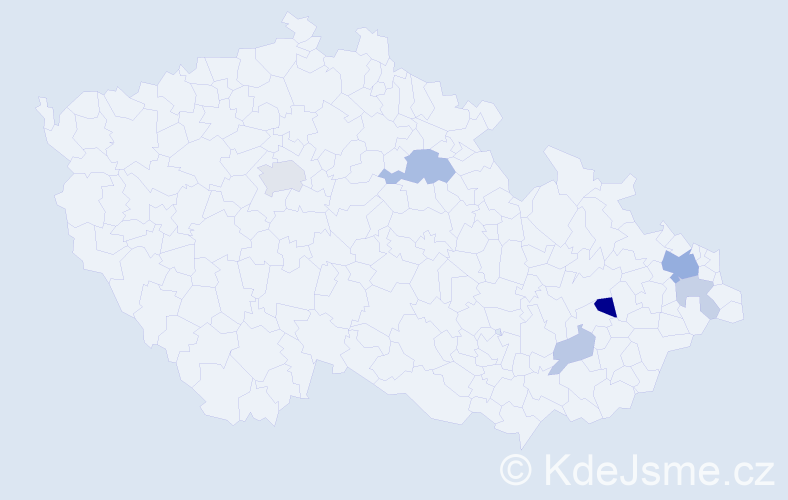 Příjmení: 'Ondrejček', počet výskytů 14 v celé ČR