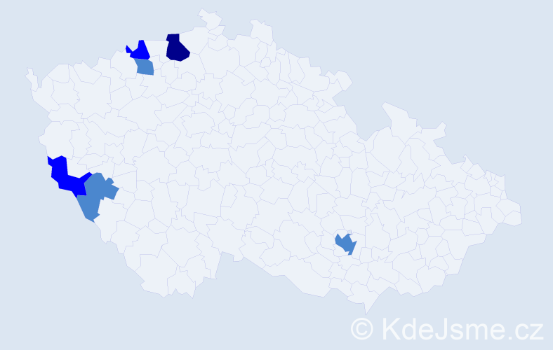 Příjmení: 'Temcsák', počet výskytů 10 v celé ČR