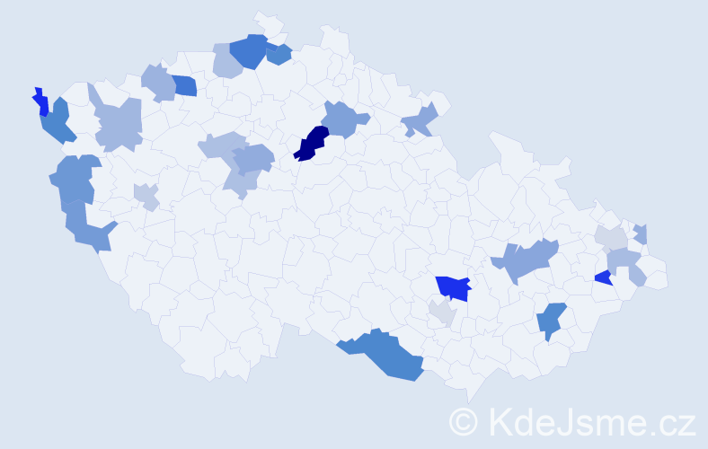 Příjmení: 'Vo', počet výskytů 49 v celé ČR