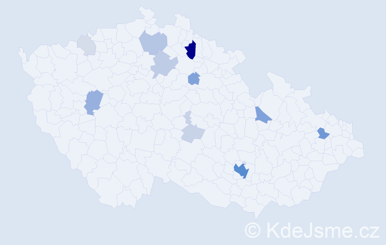 Příjmení: 'Tolvajová', počet výskytů 43 v celé ČR