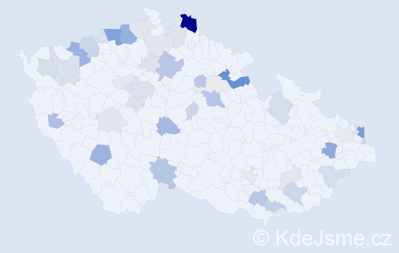 Příjmení: 'Dávid', počet výskytů 138 v celé ČR