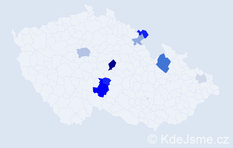 Příjmení: 'Rohovcová', počet výskytů 19 v celé ČR