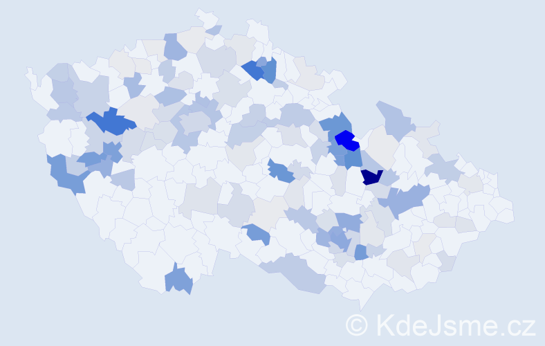 Příjmení: 'Fajtová', počet výskytů 410 v celé ČR