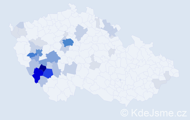 Příjmení: 'Kodýdková', počet výskytů 143 v celé ČR
