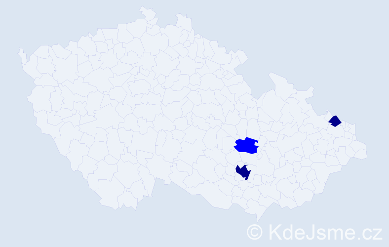 Příjmení: 'Dopplerová', počet výskytů 5 v celé ČR
