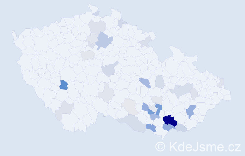 Příjmení: 'Gregorovič', počet výskytů 134 v celé ČR