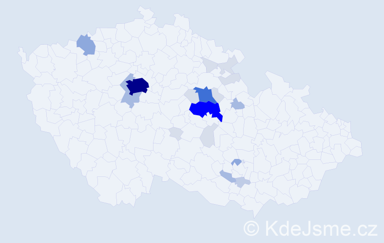 Příjmení: 'Kubant', počet výskytů 73 v celé ČR