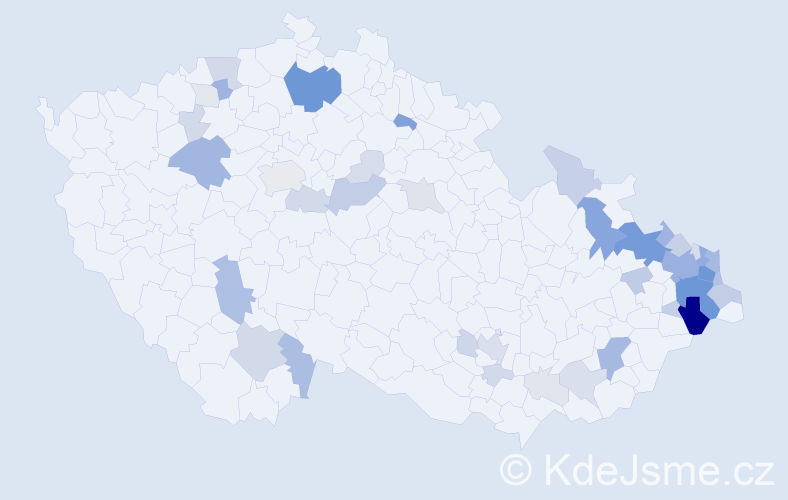 Příjmení: 'Gurecký', počet výskytů 182 v celé ČR