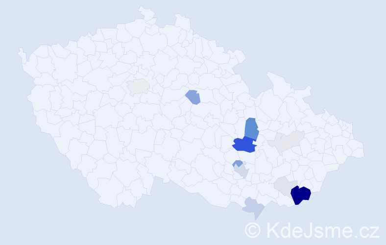 Příjmení: 'Klon', počet výskytů 50 v celé ČR