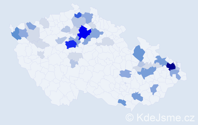 Příjmení: 'Aust', počet výskytů 142 v celé ČR