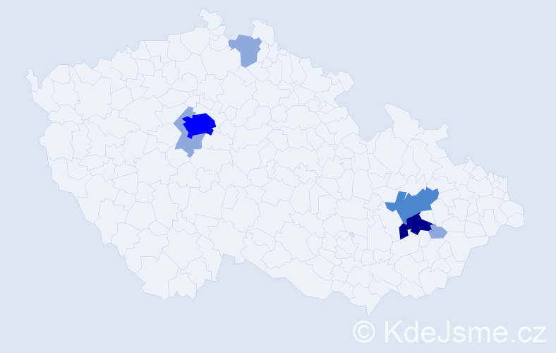 Příjmení: 'Hybenová', počet výskytů 14 v celé ČR