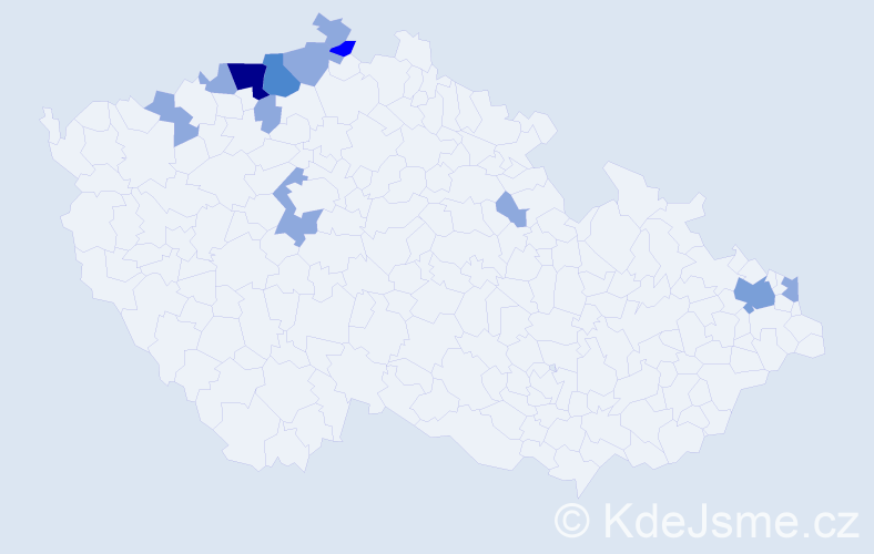 Příjmení: 'Jahnel', počet výskytů 25 v celé ČR