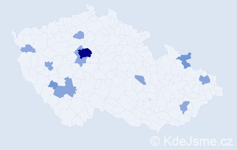 Příjmení: 'Kalinovský', počet výskytů 28 v celé ČR