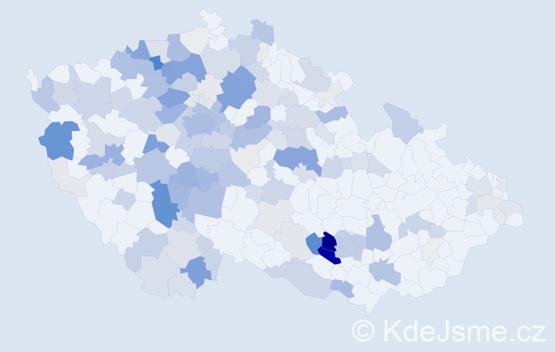 Příjmení: 'Žalud', počet výskytů 657 v celé ČR