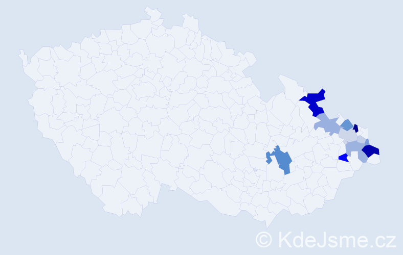 Příjmení: 'Sojčák', počet výskytů 33 v celé ČR