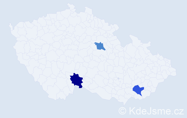 Příjmení: 'Baštárová', počet výskytů 3 v celé ČR