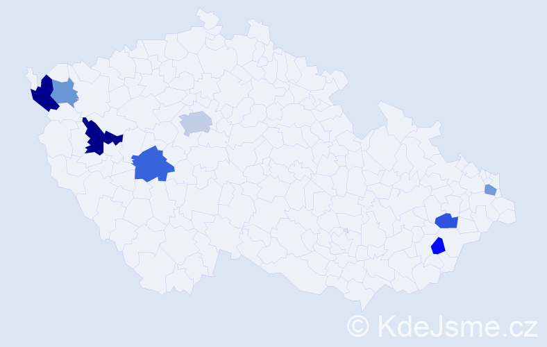 Příjmení: 'Čmok', počet výskytů 23 v celé ČR