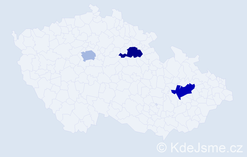 Příjmení: 'Ting', počet výskytů 3 v celé ČR