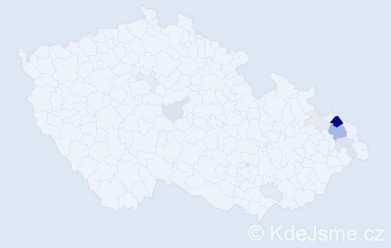 Příjmení: 'Kalvar', počet výskytů 68 v celé ČR