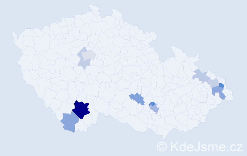 Příjmení: 'Kácalová', počet výskytů 32 v celé ČR