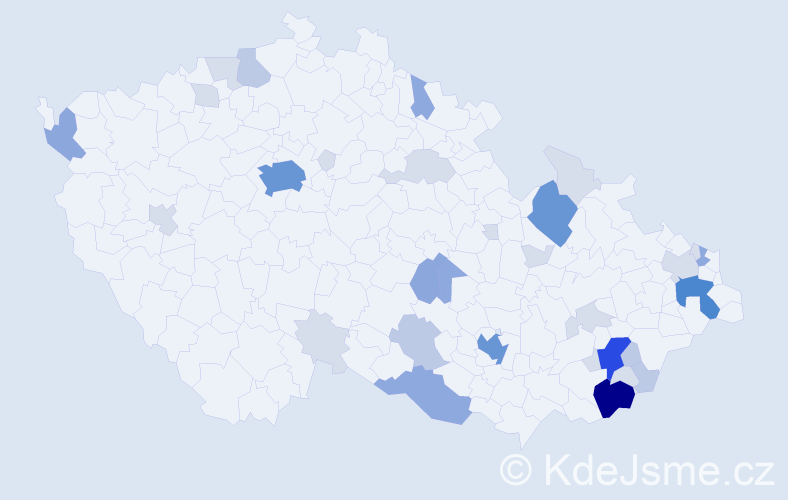 Příjmení: 'Miča', počet výskytů 103 v celé ČR