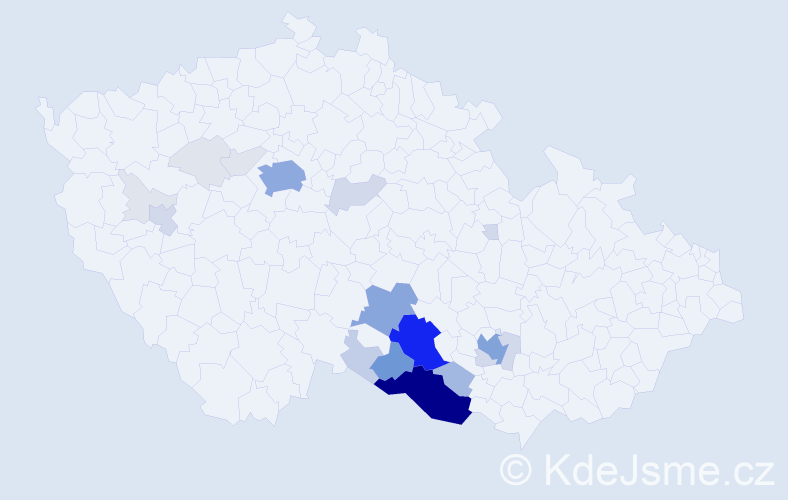 Příjmení: 'Krula', počet výskytů 106 v celé ČR