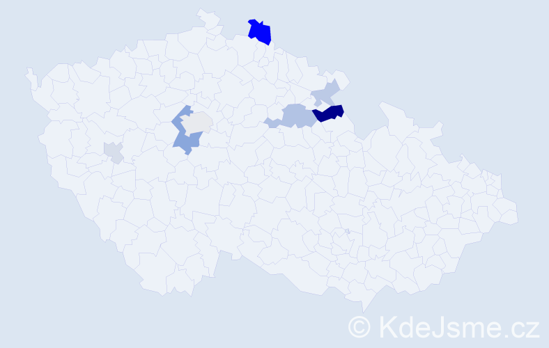 Příjmení: 'Dachs', počet výskytů 15 v celé ČR