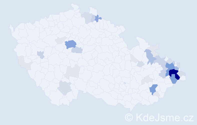 Příjmení: 'Pešat', počet výskytů 149 v celé ČR