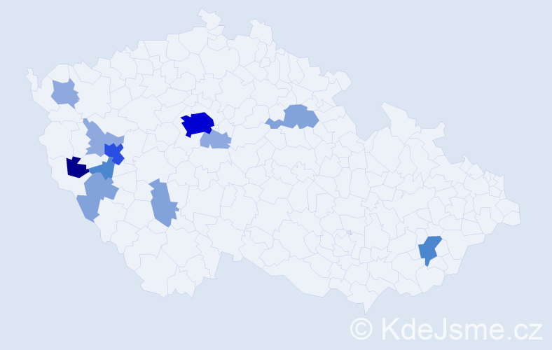 Příjmení: 'Bouc', počet výskytů 37 v celé ČR