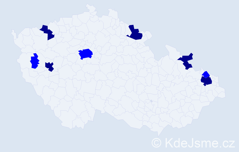 Příjmení: 'Mečár', počet výskytů 13 v celé ČR