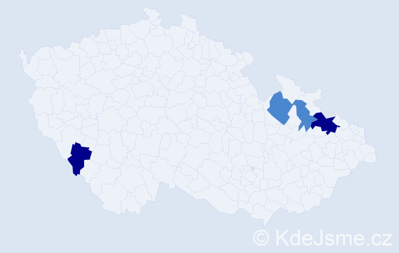 Příjmení: 'Lárišová', počet výskytů 8 v celé ČR