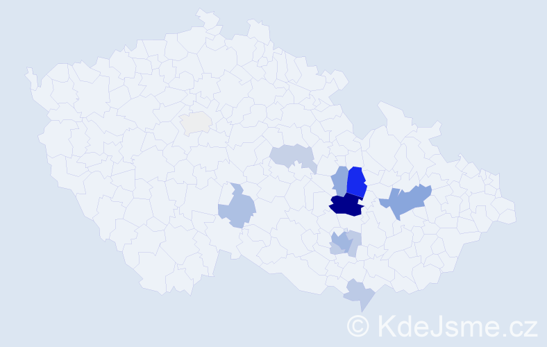 Příjmení: 'Vybral', počet výskytů 27 v celé ČR