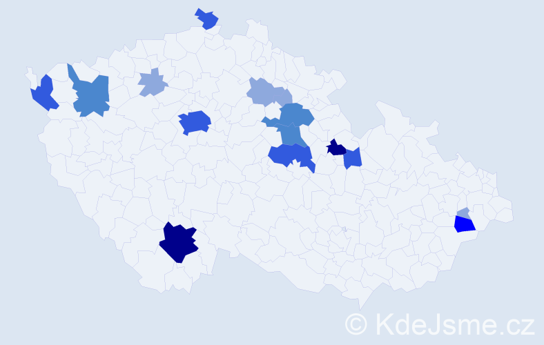 Příjmení: 'Kada', počet výskytů 39 v celé ČR