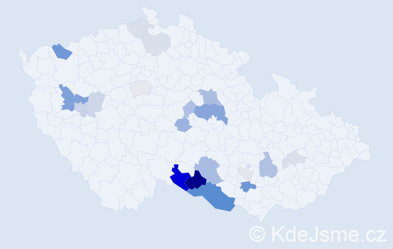 Příjmení: 'Kyprá', počet výskytů 61 v celé ČR