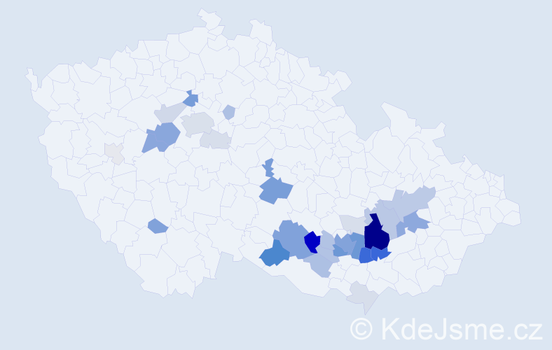 Příjmení: 'Palásek', počet výskytů 111 v celé ČR