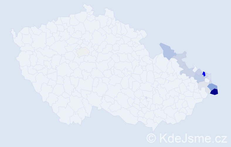 Příjmení: 'Wolný', počet výskytů 66 v celé ČR