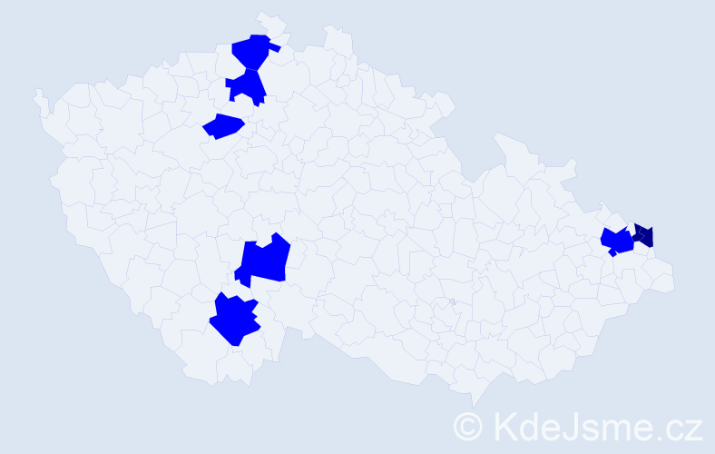 Příjmení: 'Hošala', počet výskytů 10 v celé ČR