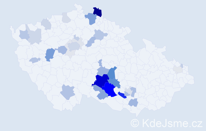 Příjmení: 'Partl', počet výskytů 148 v celé ČR