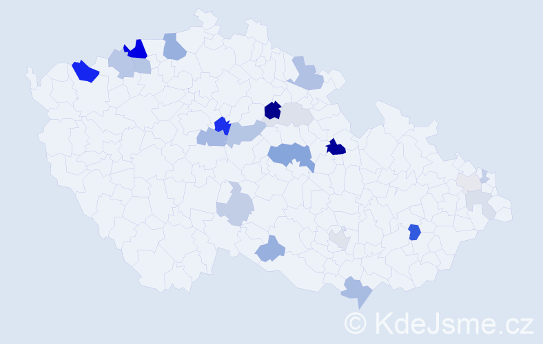Příjmení: 'Barkóci', počet výskytů 57 v celé ČR