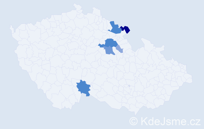 Příjmení: 'Pannyová', počet výskytů 18 v celé ČR
