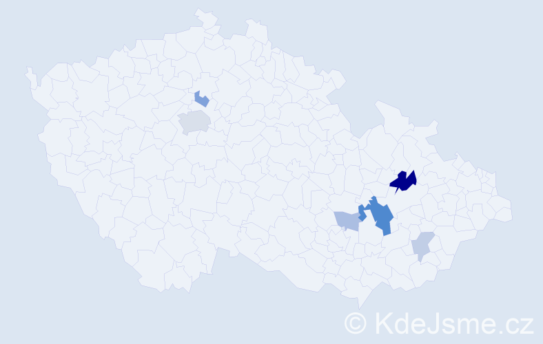 Příjmení: 'Tkachyk', počet výskytů 15 v celé ČR