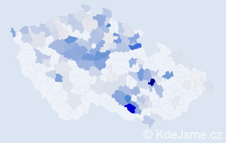 Příjmení: 'Křeček', počet výskytů 728 v celé ČR