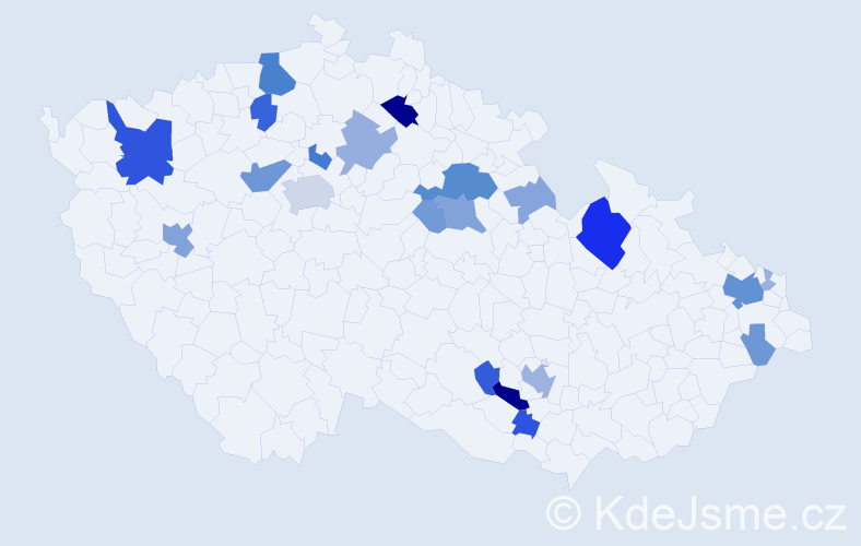 Příjmení: 'Szalay', počet výskytů 75 v celé ČR