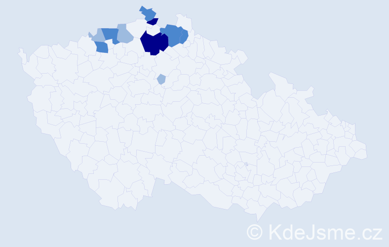 Příjmení: 'Cipriánová', počet výskytů 21 v celé ČR