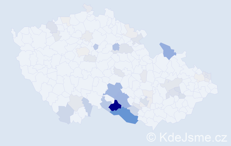 Příjmení: 'Mandát', počet výskytů 198 v celé ČR