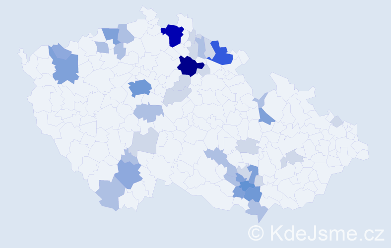 Příjmení: 'Valnoha', počet výskytů 116 v celé ČR