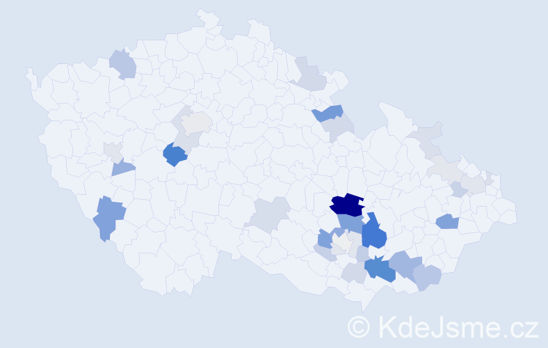 Příjmení: 'Španěl', počet výskytů 117 v celé ČR