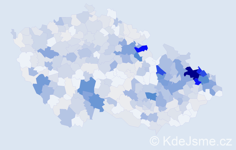 Příjmení: 'Kupka', počet výskytů 1933 v celé ČR