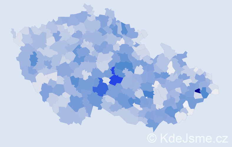 Příjmení: 'Blažek', počet výskytů 7275 v celé ČR